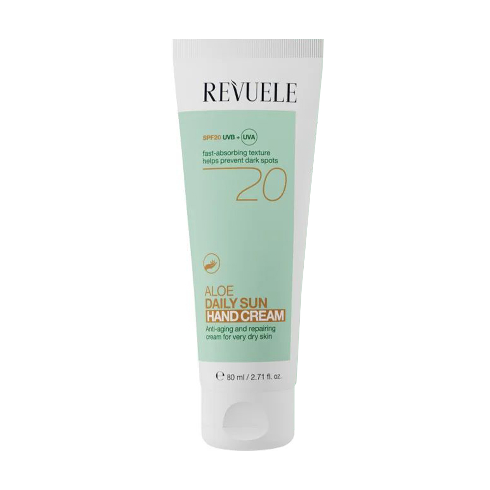 Щоденний сонцезахисний крем для рук Revuele Aloe Daily Sun Hand Cream, SPF 20, з алое вера, 80 мл